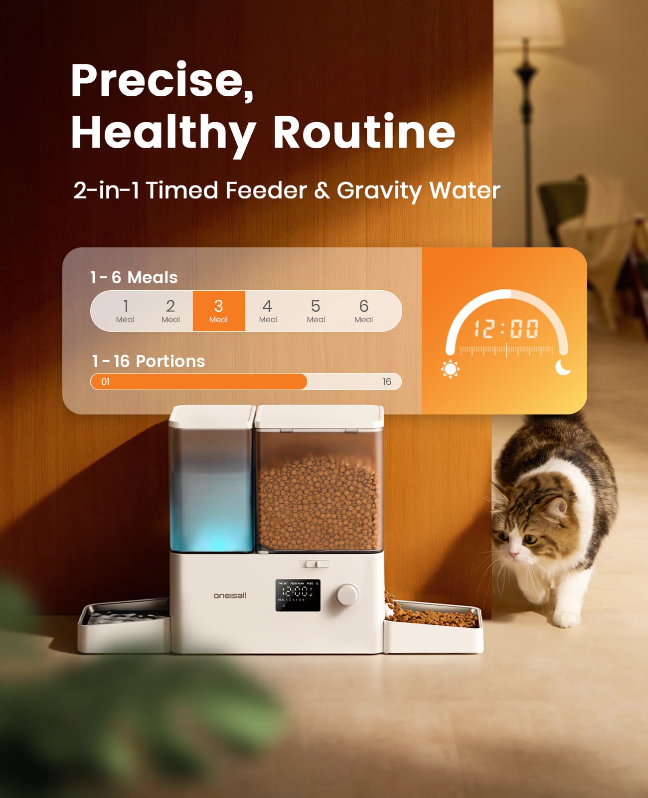 Oneisall 2-in-1 Automatic Cat Feeder and Water Dispenser - Image 2