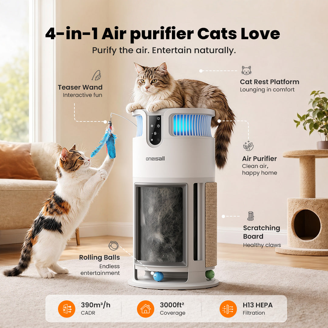 Oneisall 4-in-1 Pet Air Purifier for Homes with Pets. 360?? Airflow - Image 3