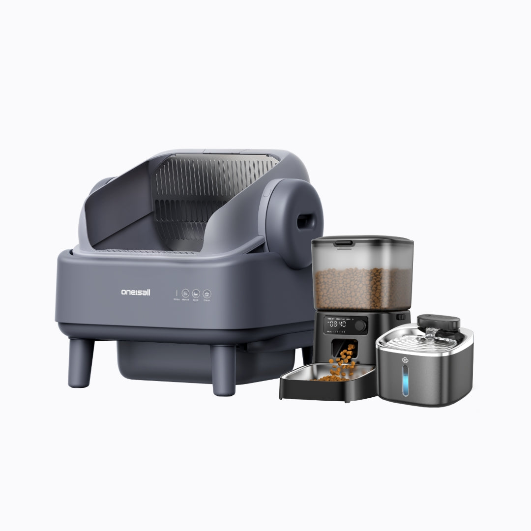 Oneisall Automatic Cat Litter Box. Feeder & Water Fountain Set