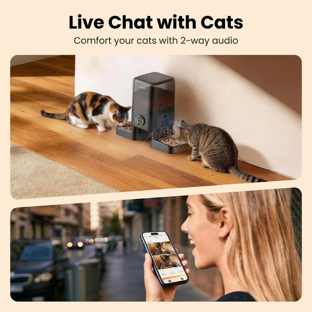 Oneisall H1-C 5L Automatic Cat Feeders with Camera for Two Cats-APP Control - Image 4