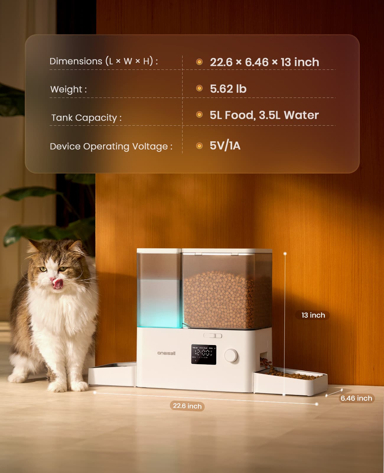 Oneisall 2-in-1 Automatic Cat Feeder and Water Dispenser - Image 8