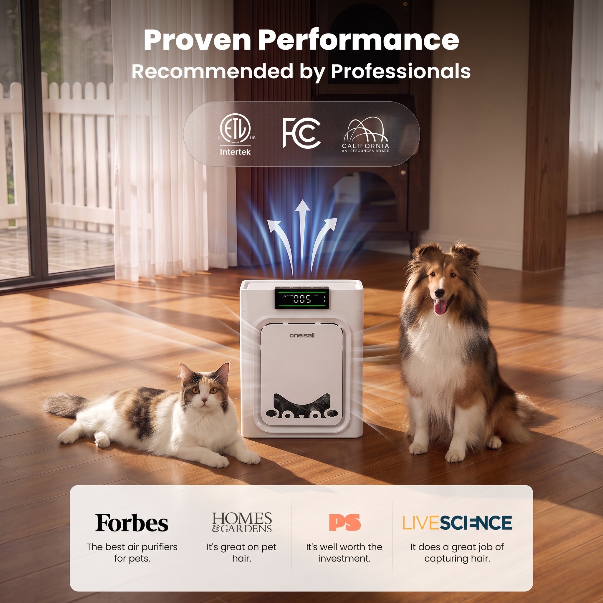 Oneisall Air Purifier for Homes with Pets. Dual-Side Intake - Image 16