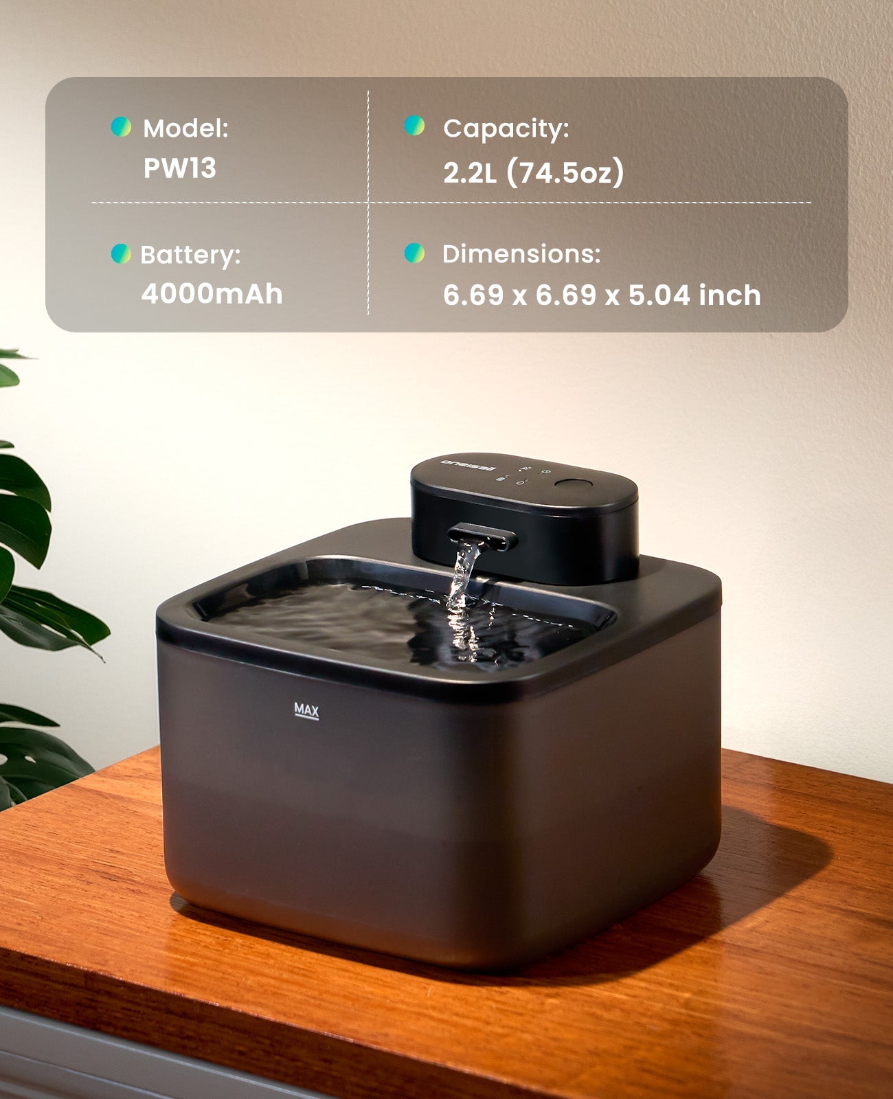 Oneisall 2.2L Cordless Cat Water Fountain - Image 10