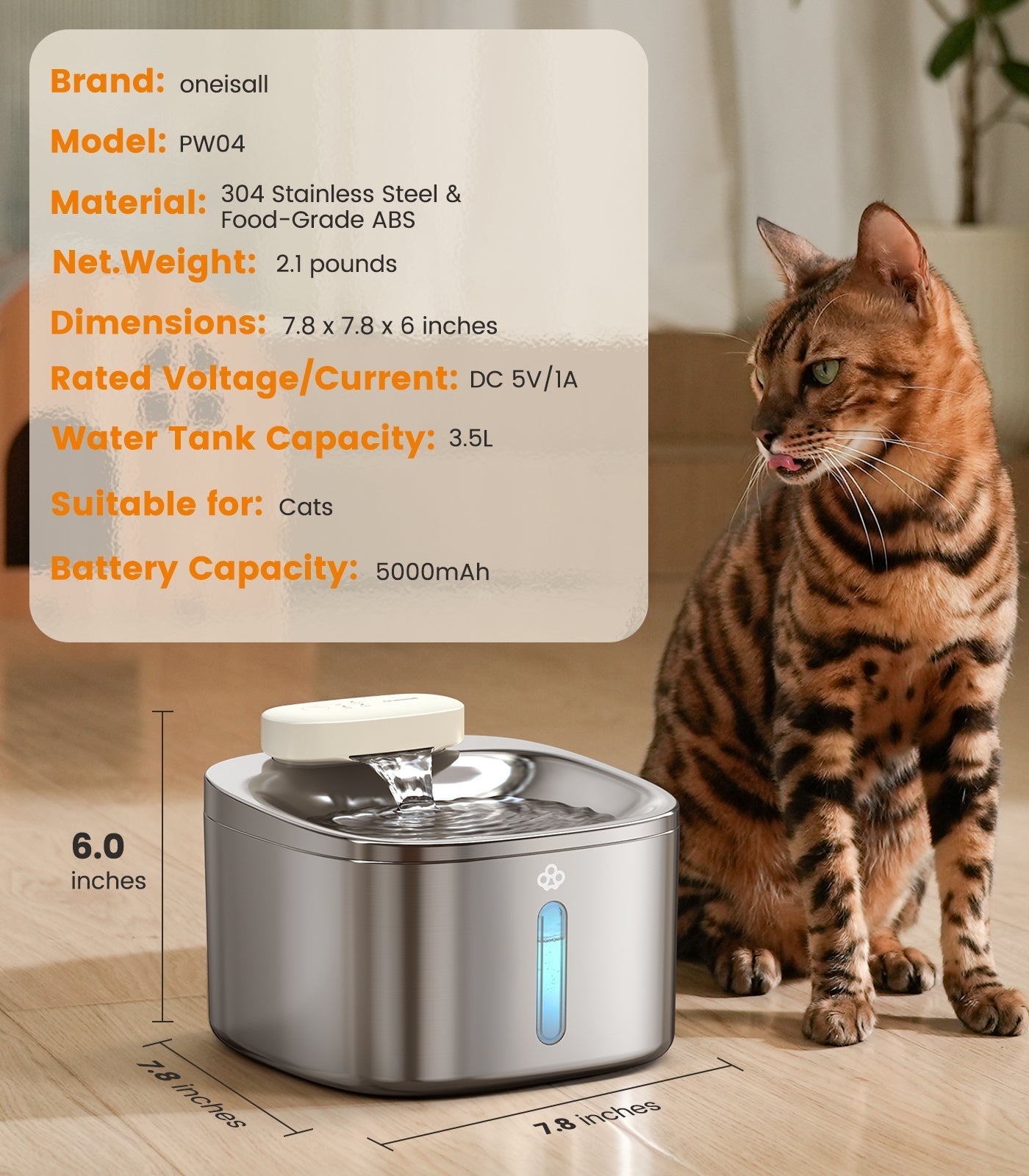 Oneisall 3.5L Automatic Cat Feeder with APP Control & 2.4G Wi-Fi - Image 19