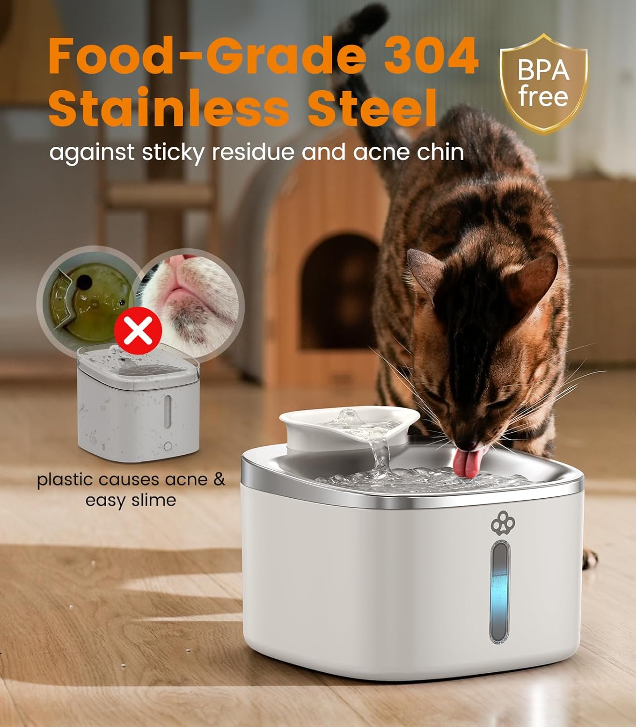 Oneisall 3.5L Corded White Pet Water Fountain with 3PCS Filters - Image 4