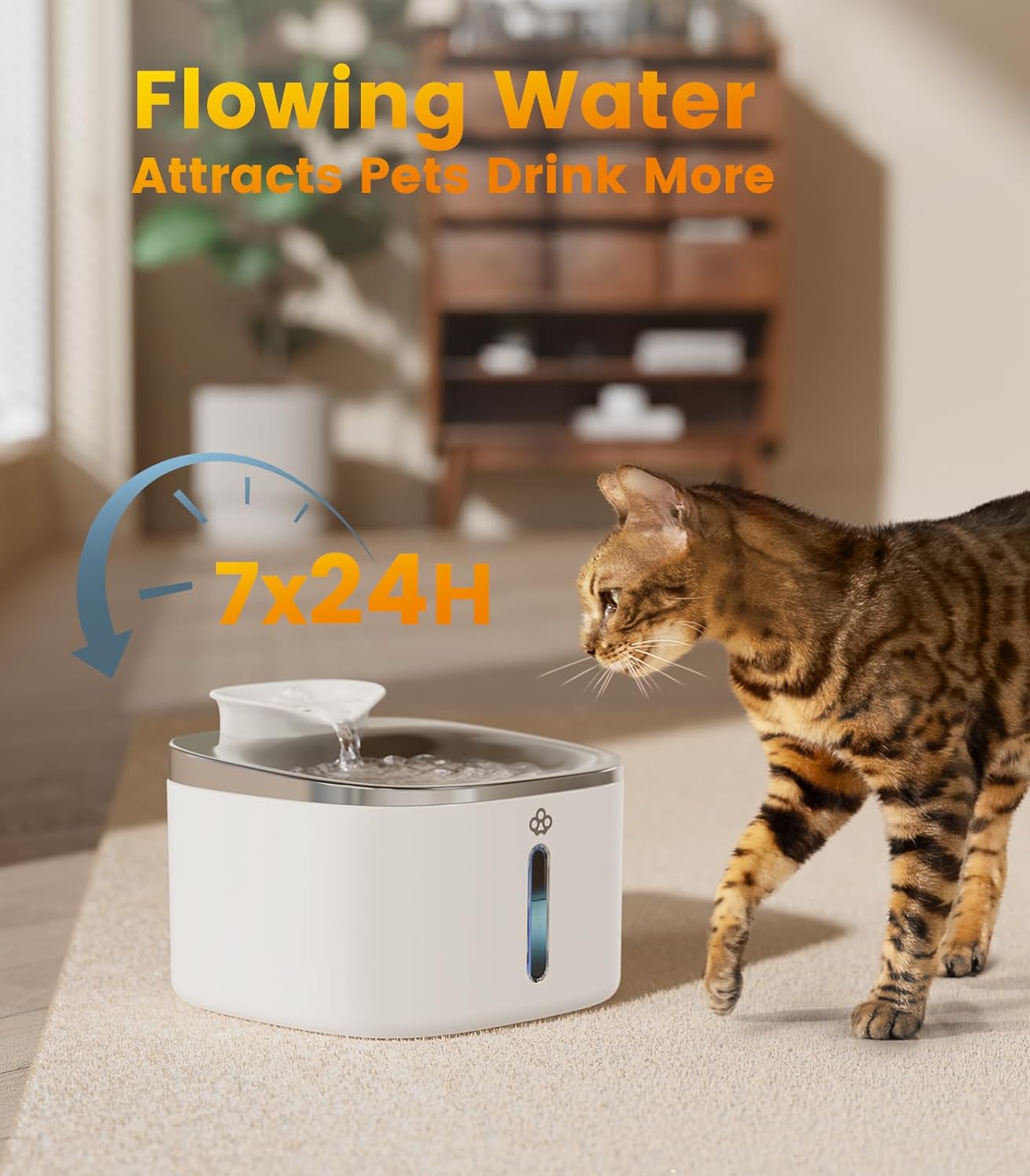 Oneisall 3.5L Corded White Pet Water Fountain with 3PCS Filters - Image 2