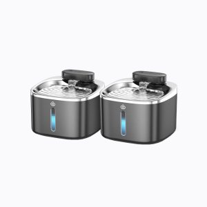Oneisall 3.5L Cordless Pet Water Fountain ?C Black & White Couple Set