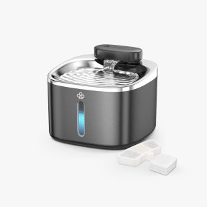 Oneisall 3.5L Cordless Black Stainless Steel Pet Water Fountain with 3PCS Filters
