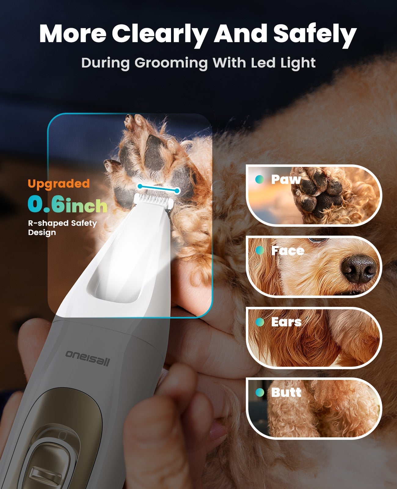 Oneisall FC10 4-in-1 Cordless Multi-Functional Pet Clippers - Image 13