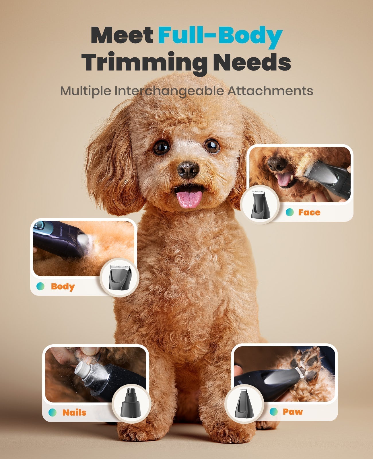 Oneisall FC10 4-in-1 Cordless Multi-Functional Pet Clippers - Image 3