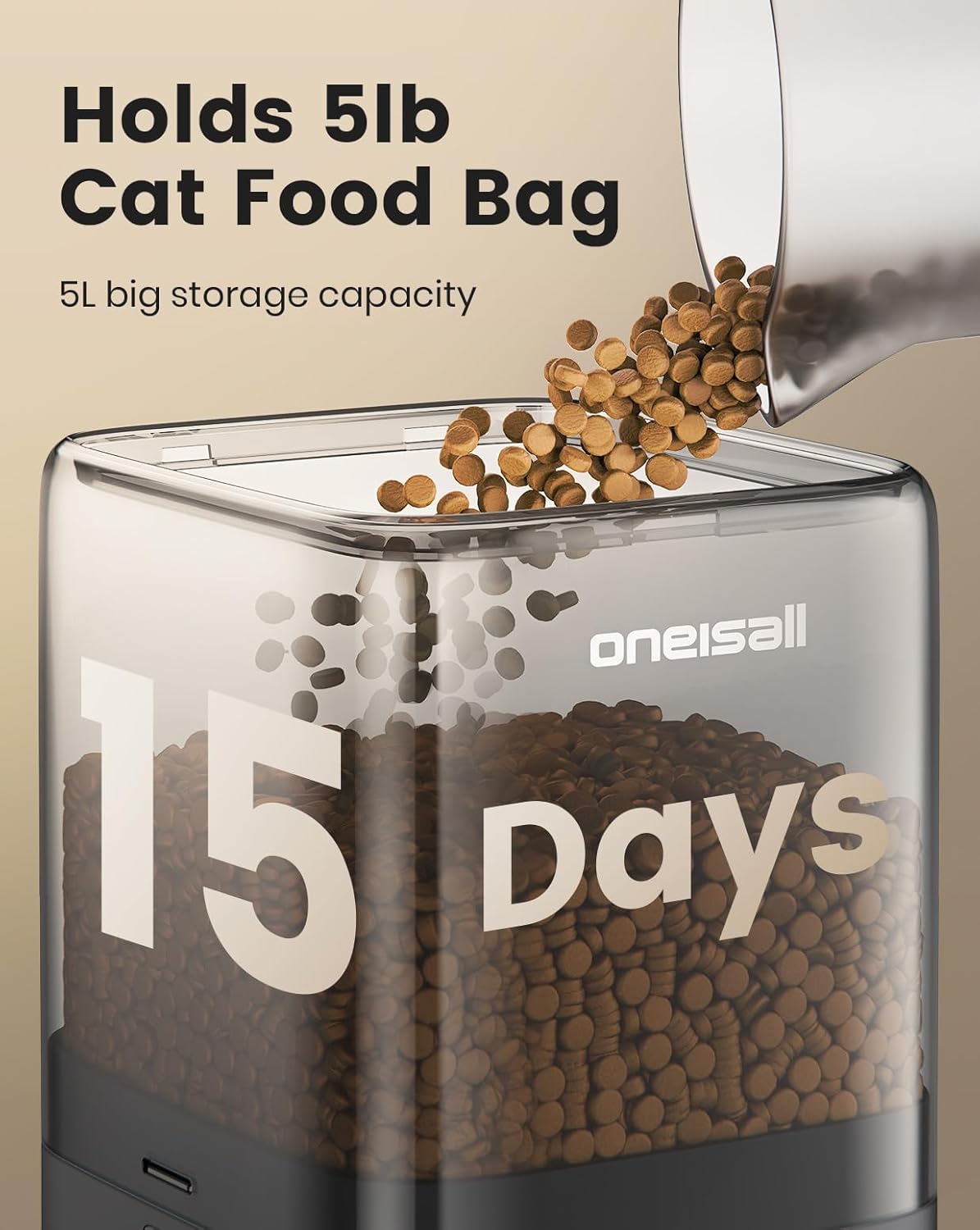 Oneisall H1 5L Automatic Cat Feeders for Two Cats - Image 2